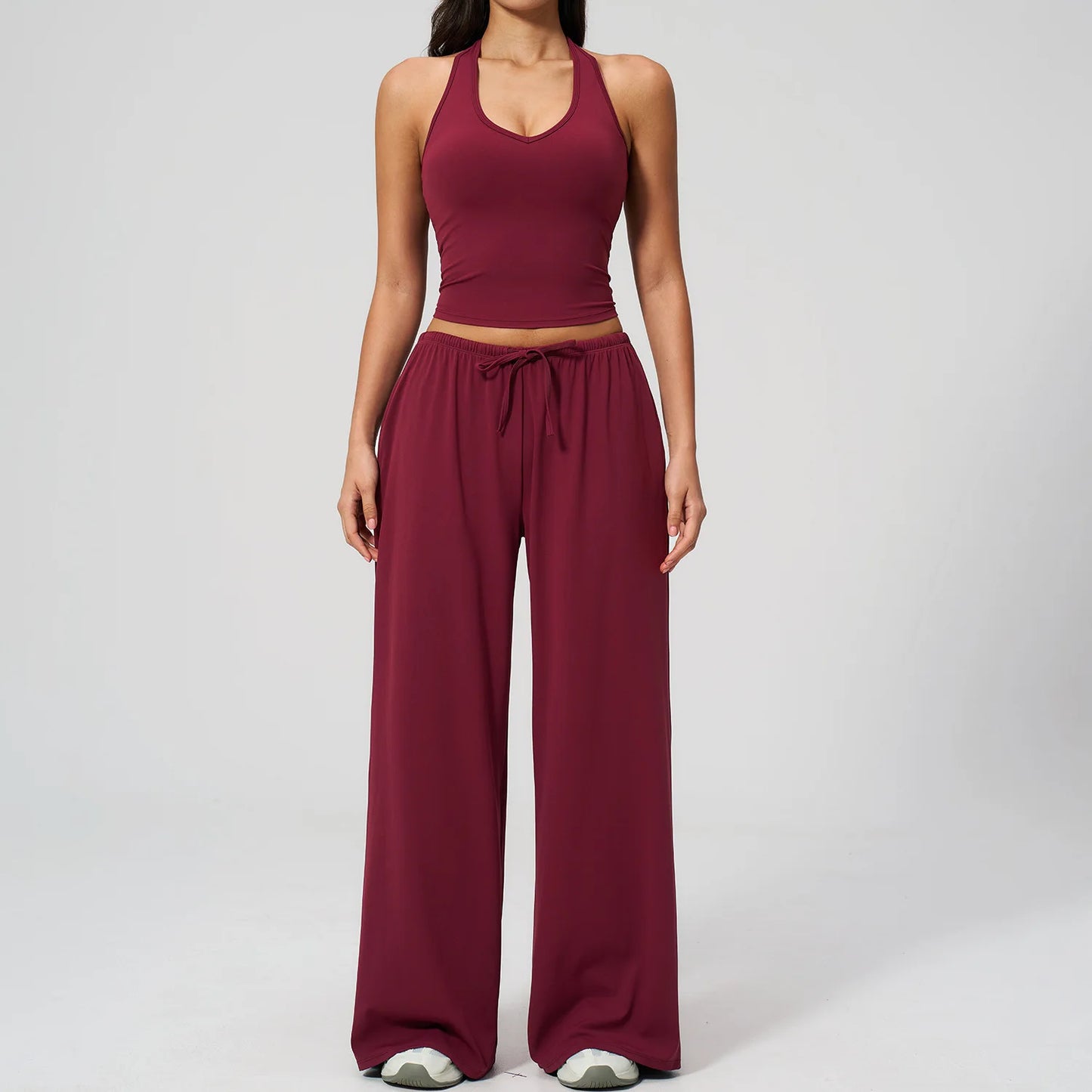2/3PCS Fitness Suit Women Deep V Yoga Bra Flared pants Sports Suit Gym Tracksuits Female High Waist Bell Bottom Athletic Wear