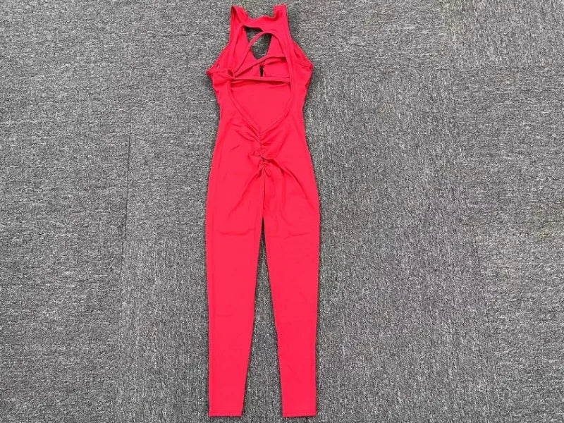 Seamless Yoga Jumpsuits Sports Fitness One-Piece Tight Sleeveless Beauty Back Workout Gym Running Training Bodysuits for Women