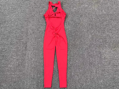 Seamless Yoga Jumpsuits Sports Fitness One-Piece Tight Sleeveless Beauty Back Workout Gym Running Training Bodysuits for Women