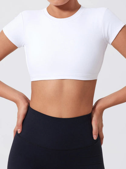 Summer Sports Short TOP Women Fitness shirts Yoga Wear Female Gym Training Suit Crop Top Women beautiful Back Tops T-Shirt