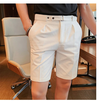 4 Color Summer British Style Suit Shorts 2023 Men Naples Business Casual Slim Fit Short Pant Fashion Slim Fit Solid Color Pants