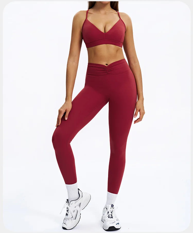SWELTERING 2PCS Yoga Set Fitness Gym Tracksuit Sportswear Women Workout Outfits High Waist Leggings Sports Bra Athletic Wear
