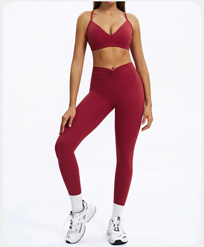 SWELTERING 2PCS Yoga Set Fitness Gym Tracksuit Sportswear Women Workout Outfits High Waist Leggings Sports Bra Athletic Wear