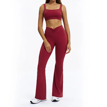 SWELTERING 2PCS Yoga Set Fitness Gym Tracksuit Sportswear Women Workout Outfits High Waist Leggings Sports Bra Athletic Wear