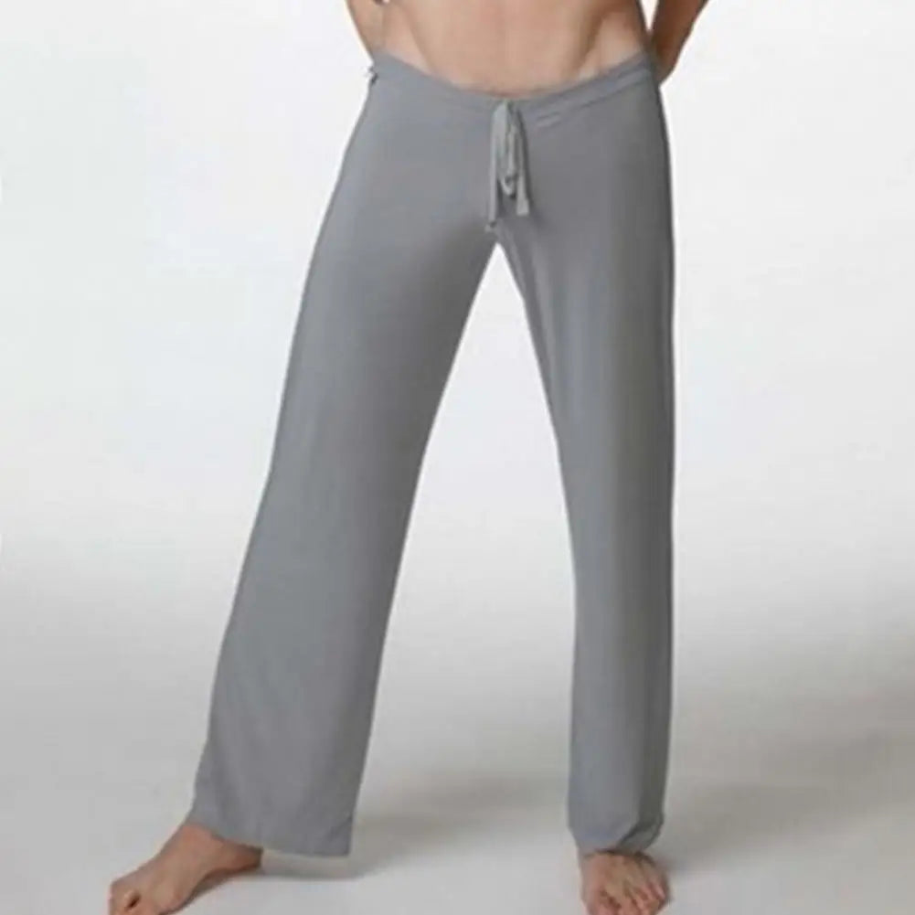 Men Yoga Pants Low Waist Drawstring Straight Loose Pajama Pants Thin Sports Comfortable Elastic Waist Men Sports Trousers