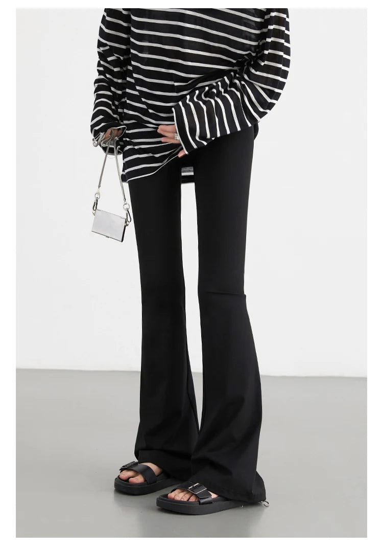 CHIC VEN Women Long Pants Slim New High Waisted Elastic Casual Pant Female Black Flared Trousers Yoga Clothing Autumn 2026