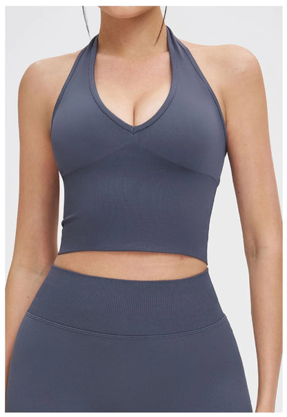 Sexy Seamless Sports Bras Halter Yoga Bra Women Fitness Gym Top Shockproof Running Workout Fast Dry Underwear Female Yoga Vest
