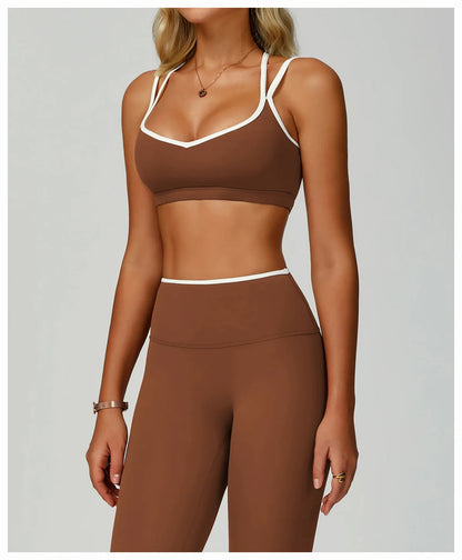 Sports Underwear Yoga Vest Women Yoga Bra Sexy Color Blocking Workout Bra Gym Crop Top For Women Breathable Running Fitness Top