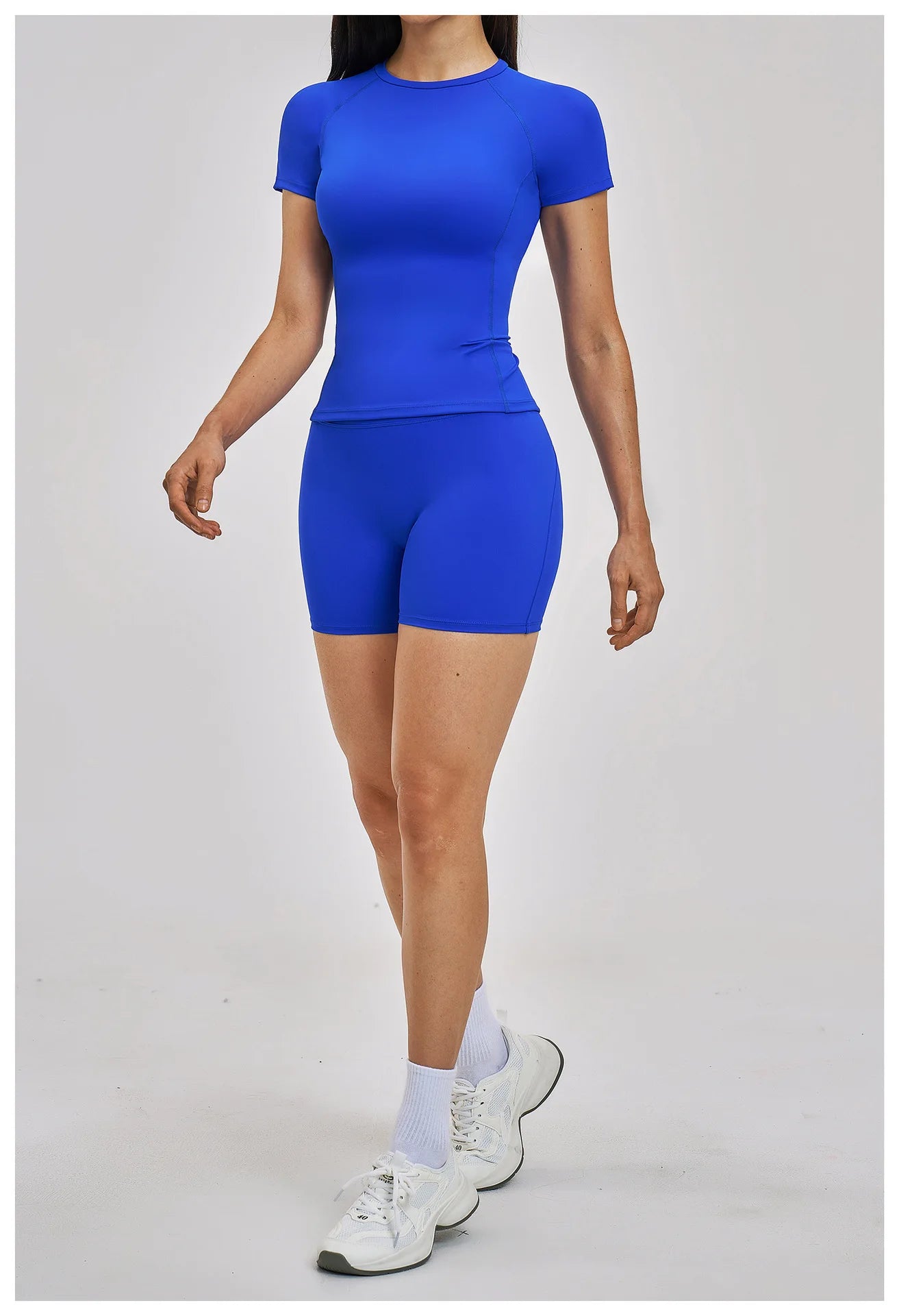 Custom LOGO women's spring and summer short-sleeved sports yoga fitness clothes shorts casual sports two-piece set