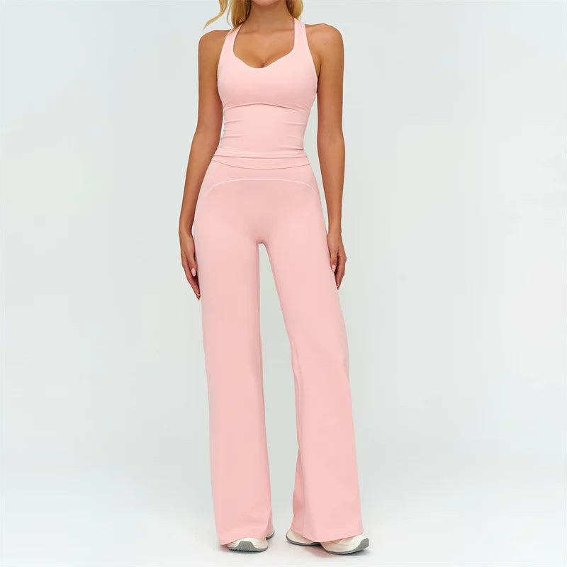 TRY TO BN Women's Tracksuit Yoga Sets Sports Vest Contrasting Color High Waisted Leggings Fitness Two Pieces Running Gym Clothes