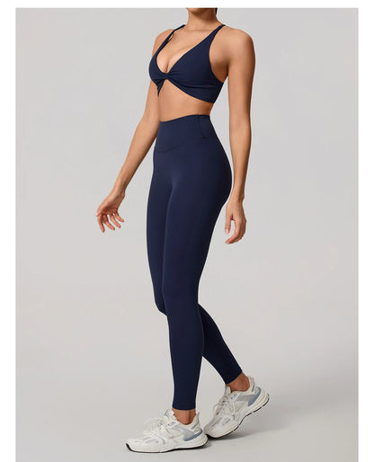 New Summer 2Pcs Women's Quick-Dry Sports Set V-Shaped Bra Female Sleeveless Yoga Outfit Gym Two-Piece Woman Sport Clothes