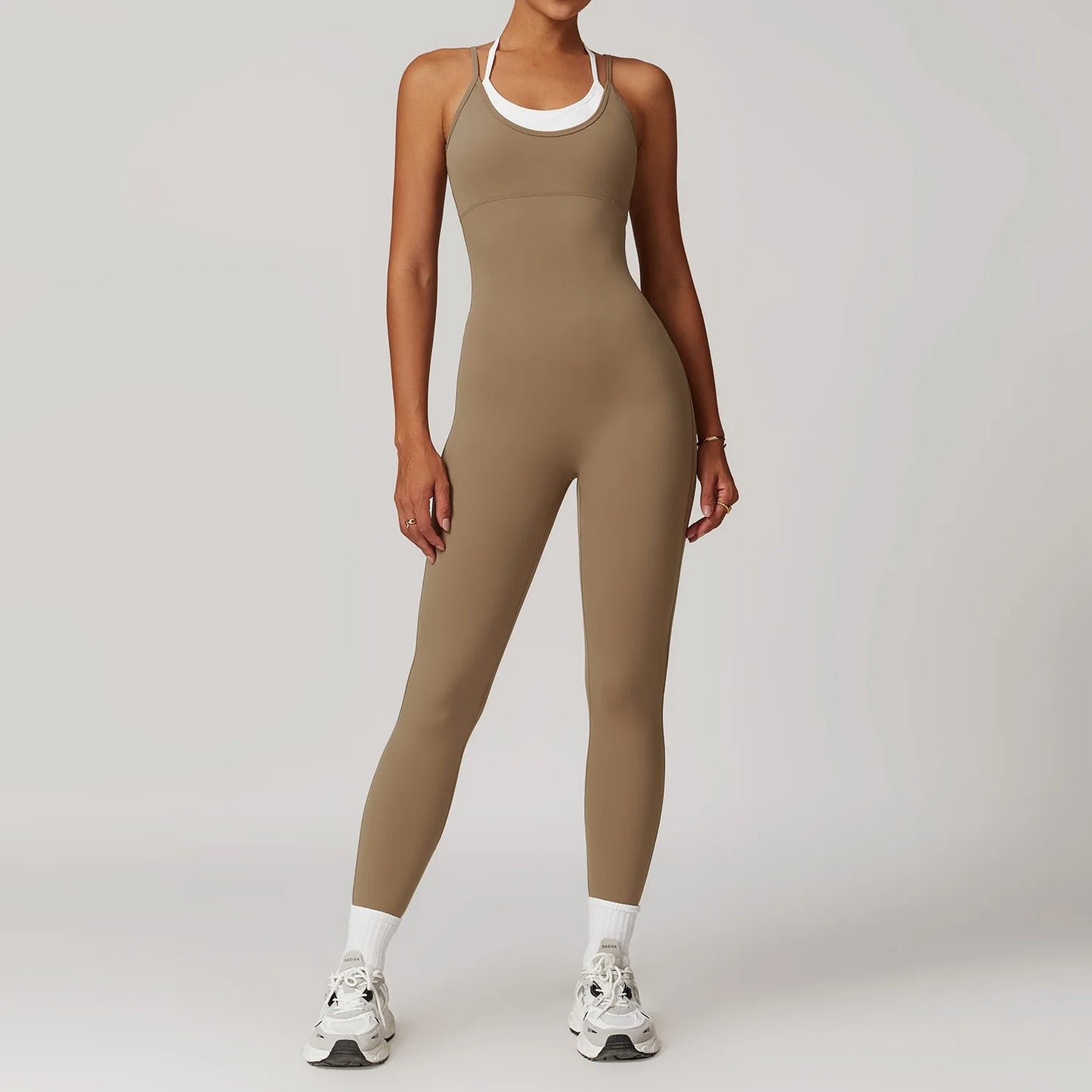 Color Blocked Jumpsuit Gym Set Women Yoga Suit Back Cross Sportswear Women Sports Jumpsuit Fitness Rompers Workout Bodysuits