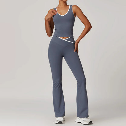 Yoga Set Women Sportswear 2PCS Gym Set High Waist Leggings Sports Bra Fitness Vest Athletic Wear Women's Suit Workout Clothes