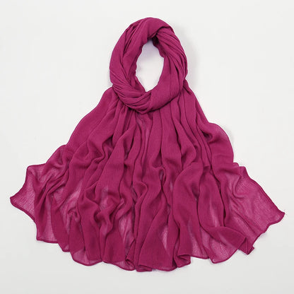 New Arrival Crinkle Rayon Hijab Women Muslim Scarf Shawls Solid Headscarf Wraps Big Size Plain Islamic Turban Headbands Foulard