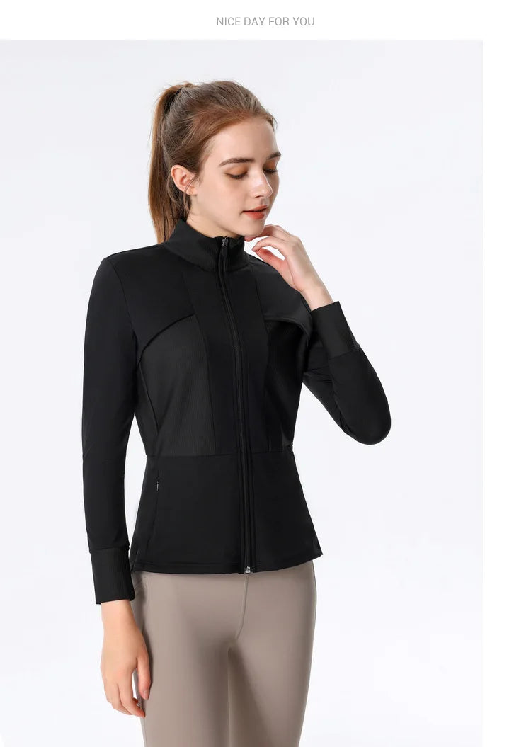 New Autumn SeasonsYoga Wear Women's Running Sportswear Tops Zip Up Sweatshirt Workout Fitness Clothes Cardigan Slim Tight Jacket