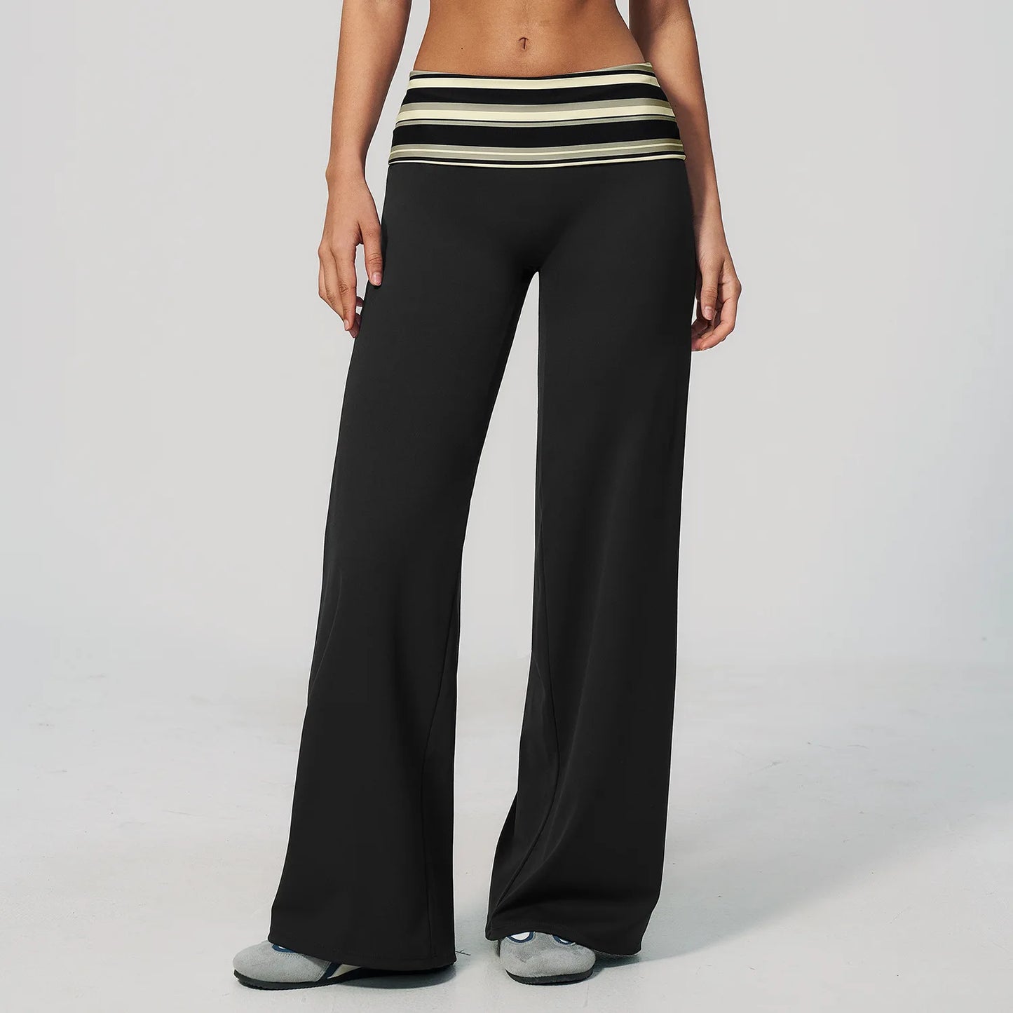Custom LOGO women's sports trousers retro splicing polka dots folded waist fitness hip lift abdomen yoga trousers