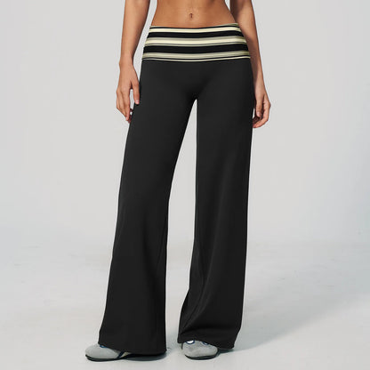 Custom LOGO women's sports trousers retro splicing polka dots folded waist fitness hip lift abdomen yoga trousers