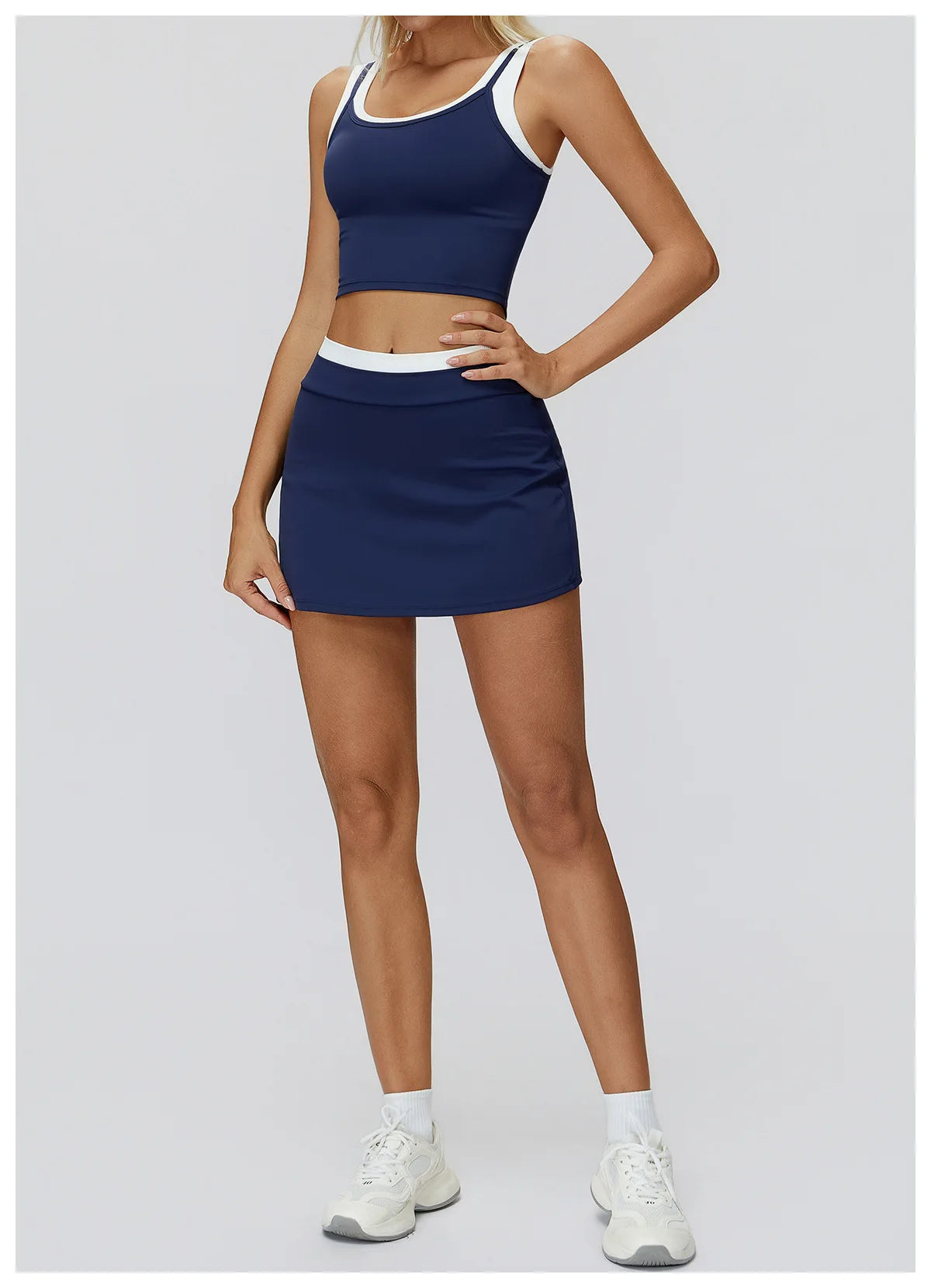 SWELTERING High Waist Pocket Skirt Fake Two Yoga Skirt Solid Color Sports Skirt Running Quick Drying Fitness Tennis Skirt
