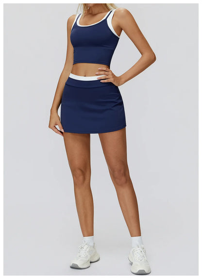 SWELTERING High Waist Pocket Skirt Fake Two Yoga Skirt Solid Color Sports Skirt Running Quick Drying Fitness Tennis Skirt