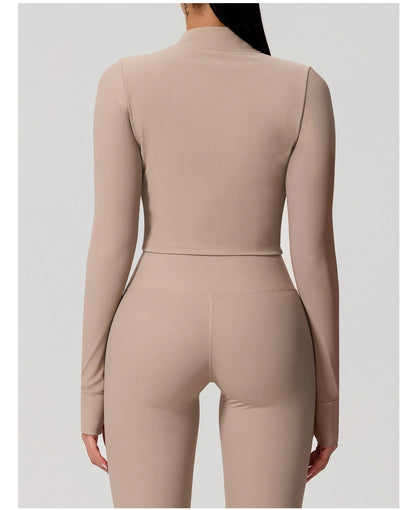 Summer Women Gym Zipper Long Sleeve Jacket Outdoors Workout Yoga Top Female Slim tight Clothes Women Quick-Dry Sportswear