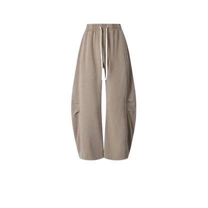 Custom LOGO Men's 320G retro fried snowflake 100% cotton high street scimitar straight tube old loose straight trousers