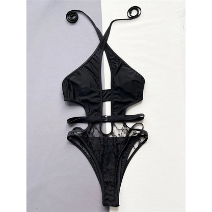 2025 Sexy Halter Cut Out Backless One Piece Swimsuit Women Swimwear Female Monokini High Leg Cut Bather Bathing Suit Swim V5225