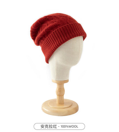 DjzDsm 100%Pure Wool Women's Hat For Winter Warm Soft Luxury Cashmere Twists Slouchy Street y2k Women's Hat