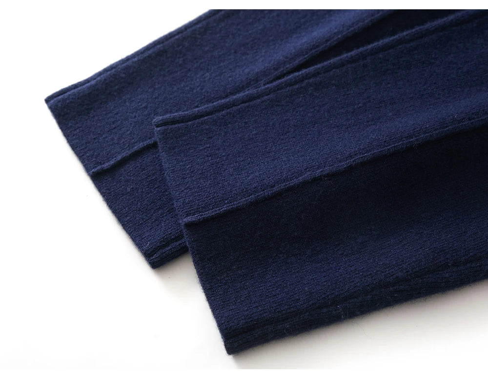 Men's Wool Pants Elastic Waist 2025 Autumn Winter Thick Casual Cashmere Trousers 100% Merino Wool Knitted Mid Seam Sport Pants