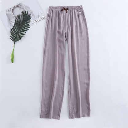 Spring and summer new women's trousers 100% viscose leg + straight casual breathable comfortable plus size home sleep pants cute