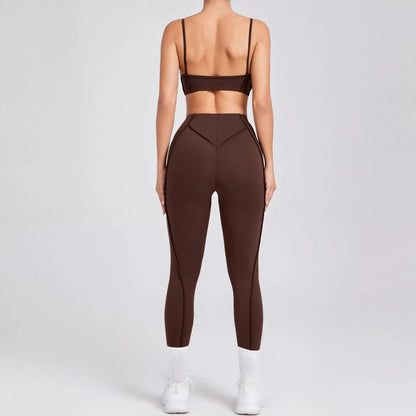 Hearuisavy 2025 New Style 2Pcs Sports Suit Women Workout Bra Suit Running Gym High Waist Legging Quick Dry Tight Yoga Clothing