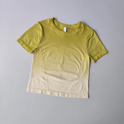Yoga Top Light Fitting Elastic Quick Drying Sports T-shirt for Women's Personalized Fitness Short Sleeved Summer Thin Style