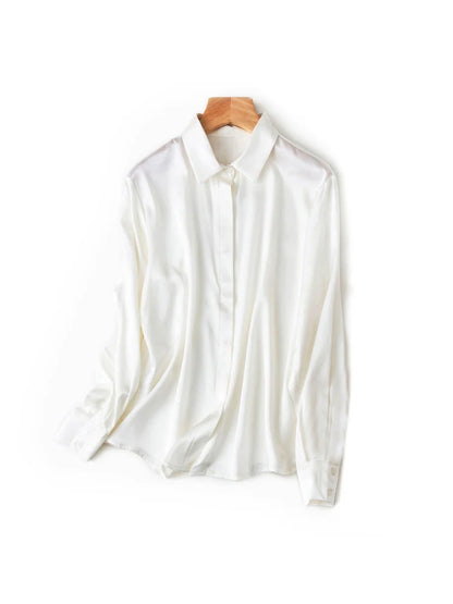 SuyaDream Woman Solid Shirts 93%Real Silk 7%Spandex Long Sleeves Chic Blouses, 2025 Spring Autumn Office Lady Top