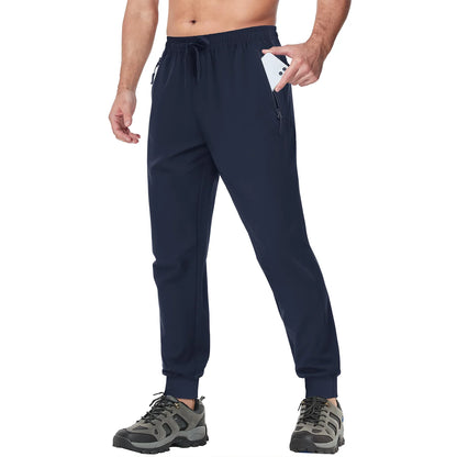TACVASEN Summer Quick Dry Hiking Pants Mens Casual Zipper Pockets Sports Training Pants Outdoor Jogger Running Gym Work Trousers