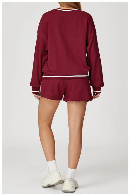 Custom LOGO women's new casual sweater wide-leg trousers comfortable outdoor fashion sports jogging shorts cycling two-piece set