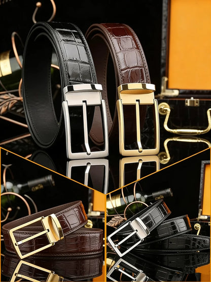Men's real crocodile leather belt crocodile leather genuine leather luxury brand belt fashion men's belt buckle with suit pants