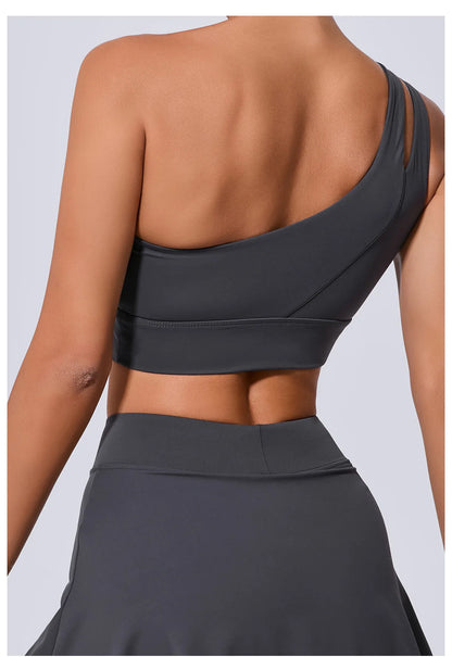 Sexy Women's Sports One Shoulder Bra Gym Push Up Workout Underwear High Strength Support Running Fitness Bra Vest