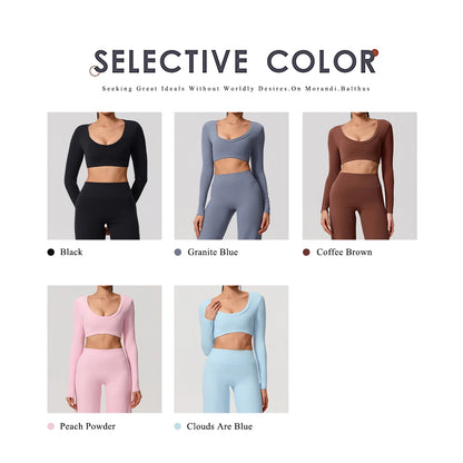 Women's Sports Long Shirt Female Backless Yoga Breathable Soft Shirt Autumn and Winter Training Top Woman Gym Sportswear