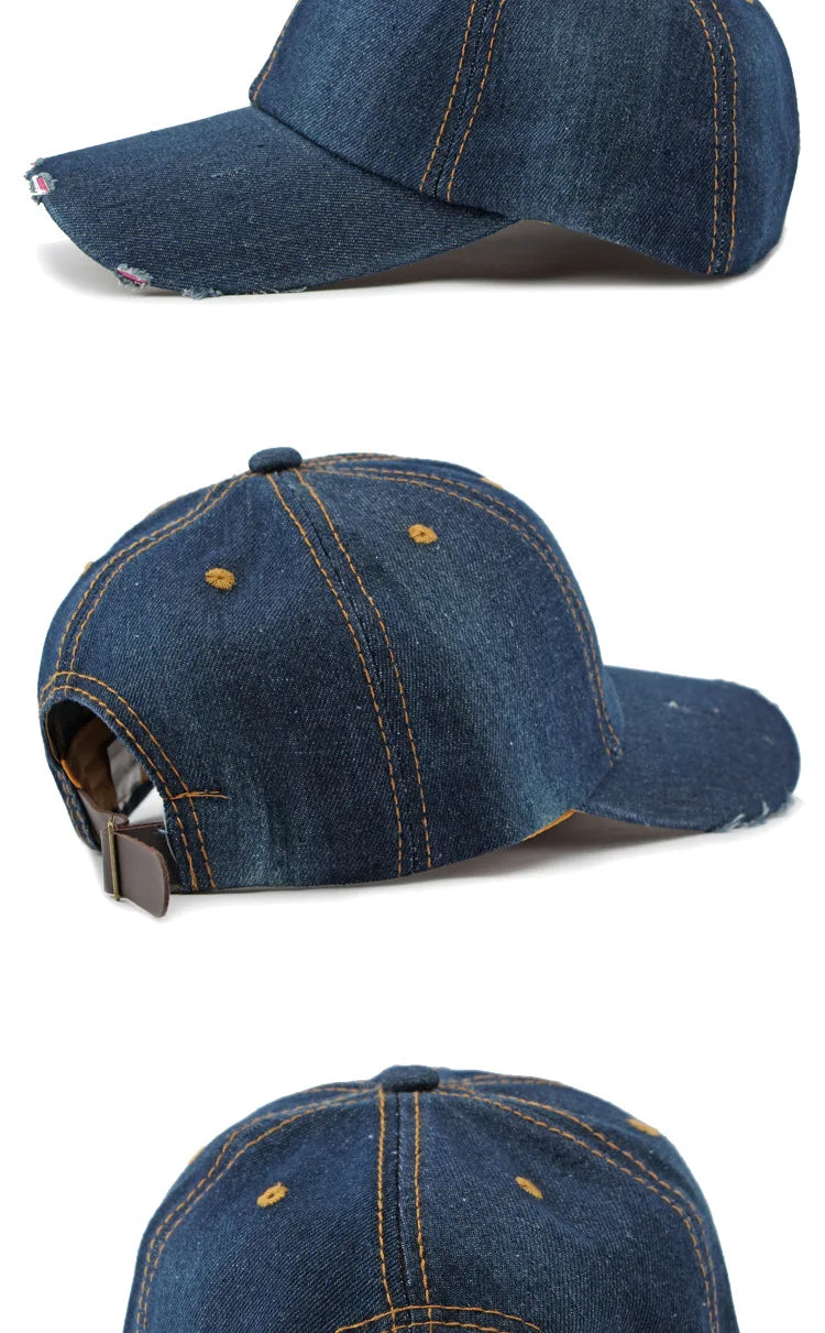 Akkad Kuti 2025 New Launch Distressed Washed Denim Cap Unisex Retro UV Protection Outdoor Sun Hat