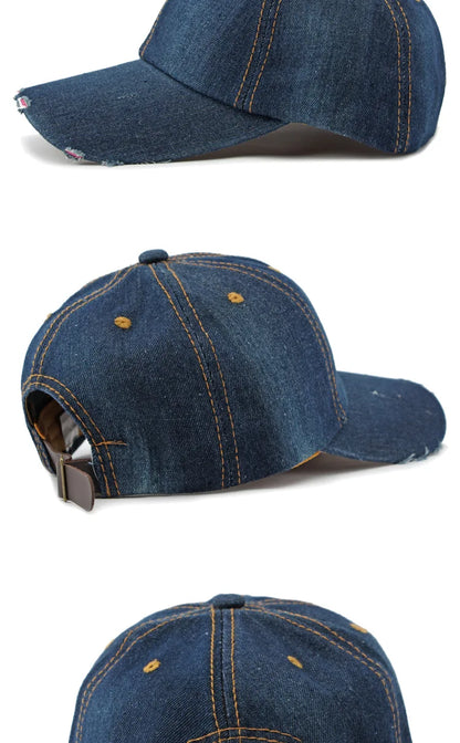 Akkad Kuti 2025 New Launch Distressed Washed Denim Cap Unisex Retro UV Protection Outdoor Sun Hat