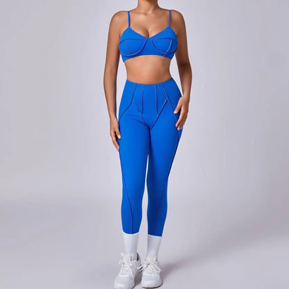 Hearuisavy 2025 New Style 2Pcs Sports Suit Women Workout Bra Suit Running Gym High Waist Legging Quick Dry Tight Yoga Clothing