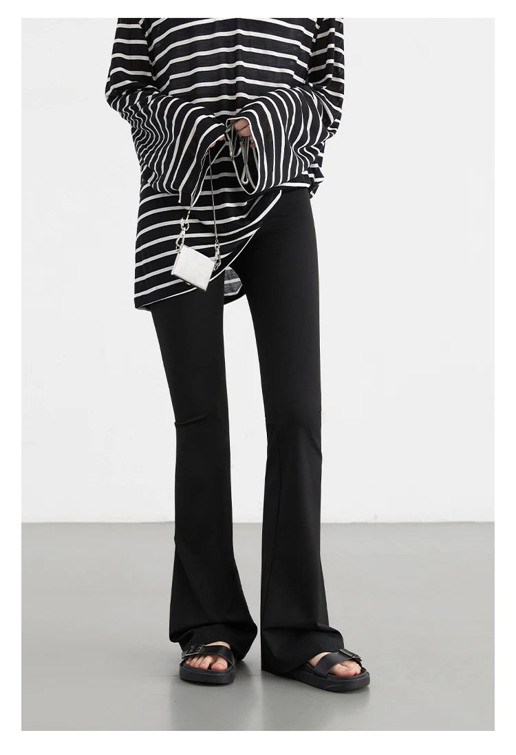 CHIC VEN Women Long Pants Slim New High Waisted Elastic Casual Pant Female Black Flared Trousers Yoga Clothing Autumn 2026