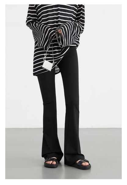 CHIC VEN Women Long Pants Slim New High Waisted Elastic Casual Pant Female Black Flared Trousers Yoga Clothing Autumn 2026