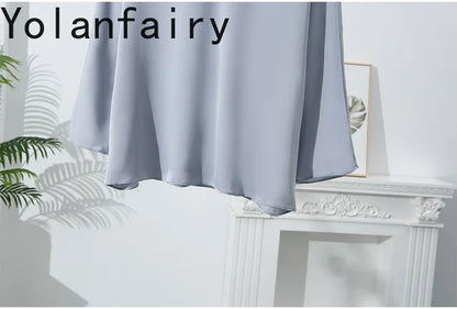 YOLANFAIRY 23MM 93% Real Mulberry Silk T Shirts for Women Summer O-neck Blouse Woman Elegant Shirt Loose OL Tops and Blouses
