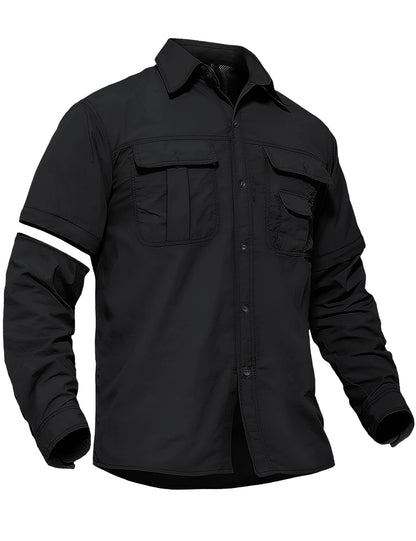 TACVASEN Quick Dry Long Sleeve Cargo Work Shirts with Pockets Mens Nylon Safari Hiking Shirts Button Down Shirts Clothes Males