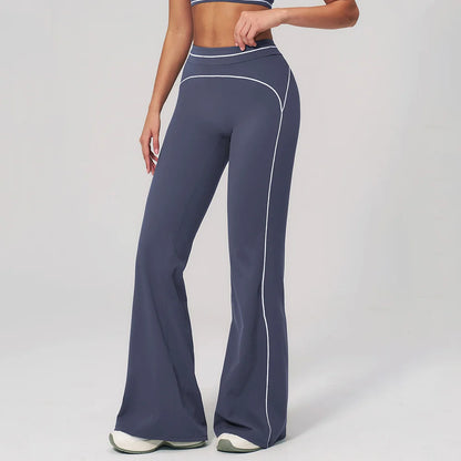 High Waist Yoga Wide Leg Pants Women Gym Fitness Bell-bottoms Pants Push Up Sports Trousers Female Casual Workout Flared Pants