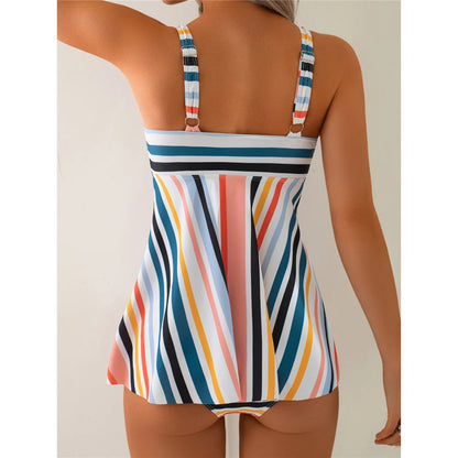 S - XL Rainbow Colorful V Neck Bikini Women Swimwear Female Swimsuit Two-pieces Bikini set Padded Bather Bathing Suit Swim V6902