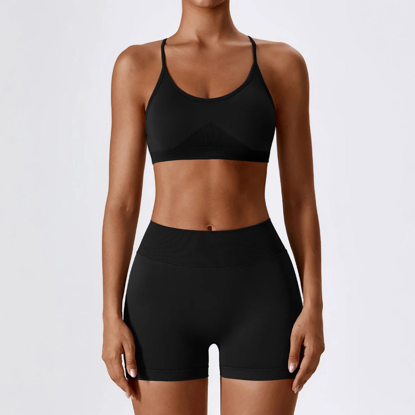 Seamless Yoga Set Gym Suits With Shorts Crop Top Sexy Bra Women's Pants 2 Pieces Set Running Workout Outfit Fitness Clothing