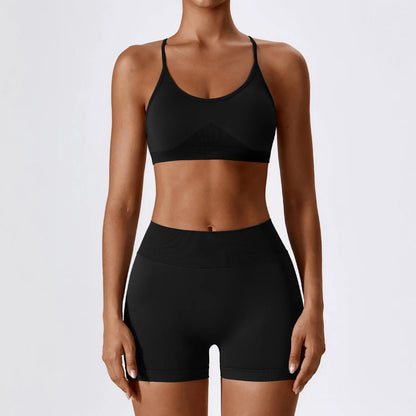 Seamless Yoga Set Gym Suits With Shorts Crop Top Sexy Bra Women's Pants 2 Pieces Set Running Workout Outfit Fitness Clothing