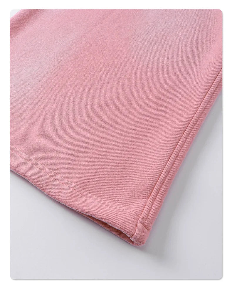 Custom LOGO autumn winter men's women's new white spray dyeing washing water 360G velvet cotton polyester sweatshirt sweatpants