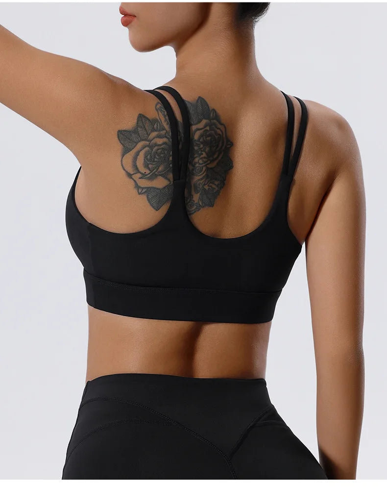 Women Fitness Sports Bra Sexy Top Gym Yoga Bra  Athletic Back Cutout Cross Tight Gym Push Up Workout Soft With Chest Pad